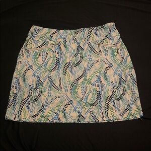 Chic Patterned Mini Skirt in Blue and Green